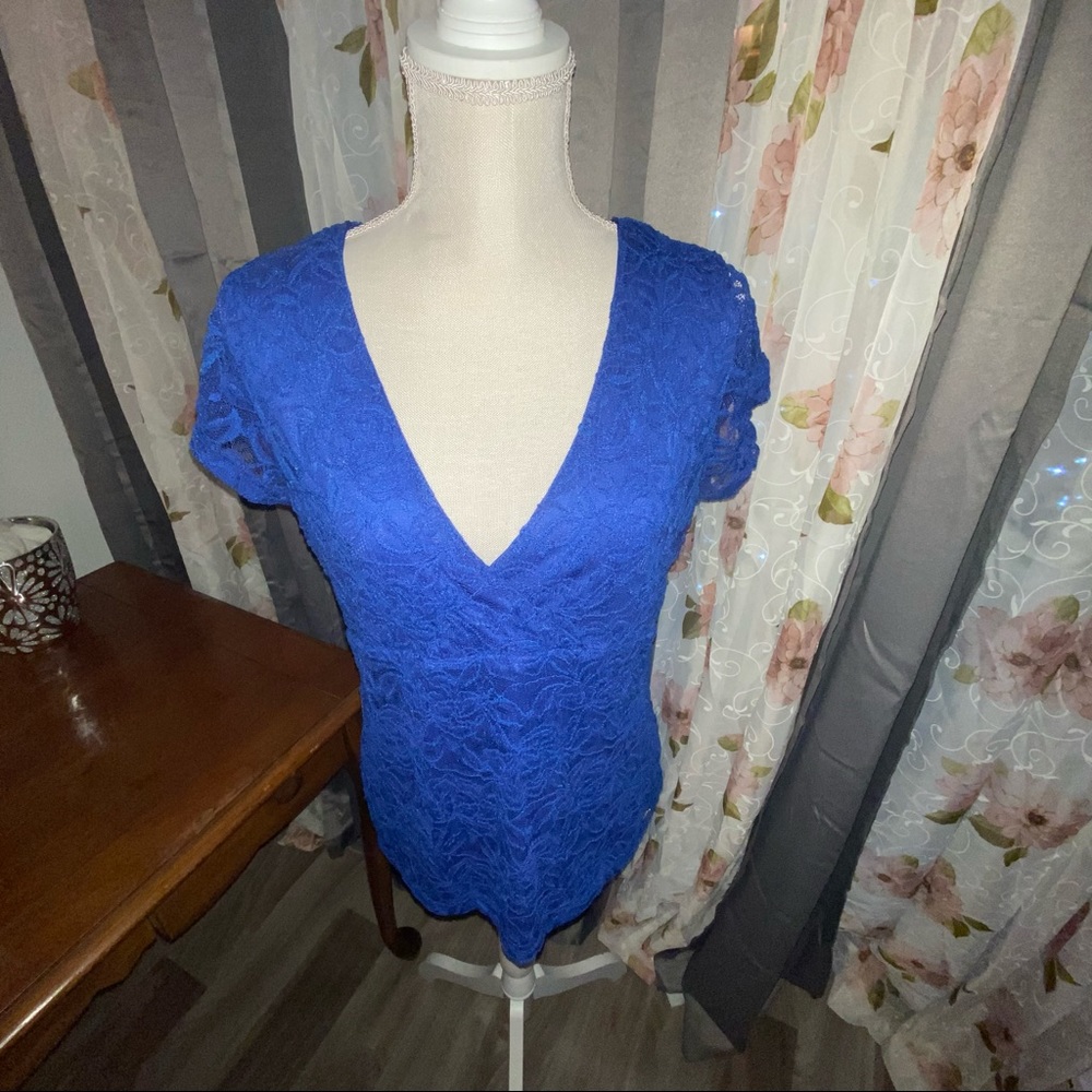 Guess Jeans lace shirt XL royal blue